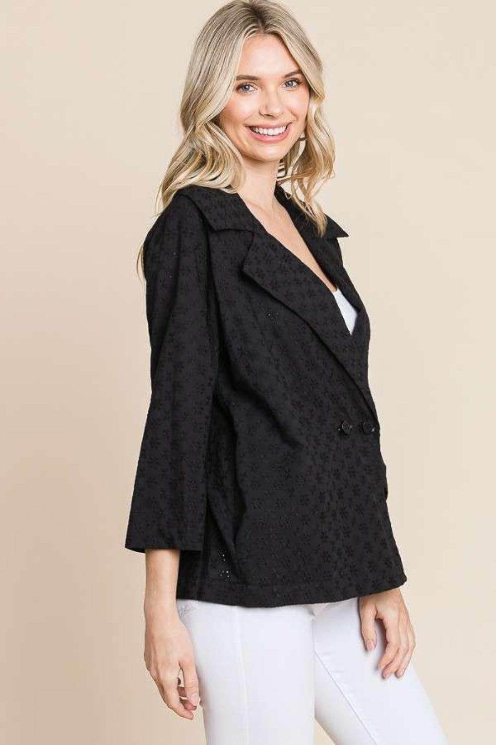 Culture Code Double Breasted Eyelet Jacket With Pockets
