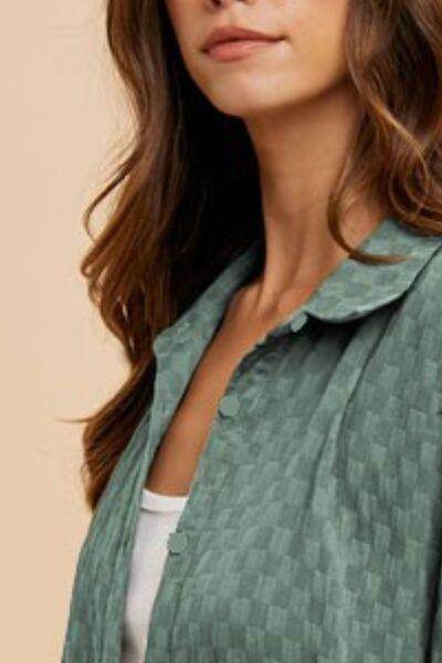 Annie Wear Checkered Button Up Half Sleeve Shirt for Women