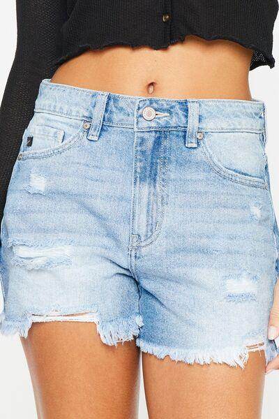 Kancan High Waist Frayed Denim Shorts for Summer Style