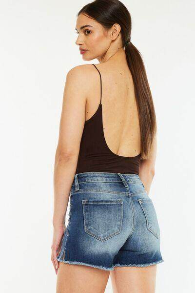 Kancan High Waist Raw Hem Denim Shorts for Summer Style