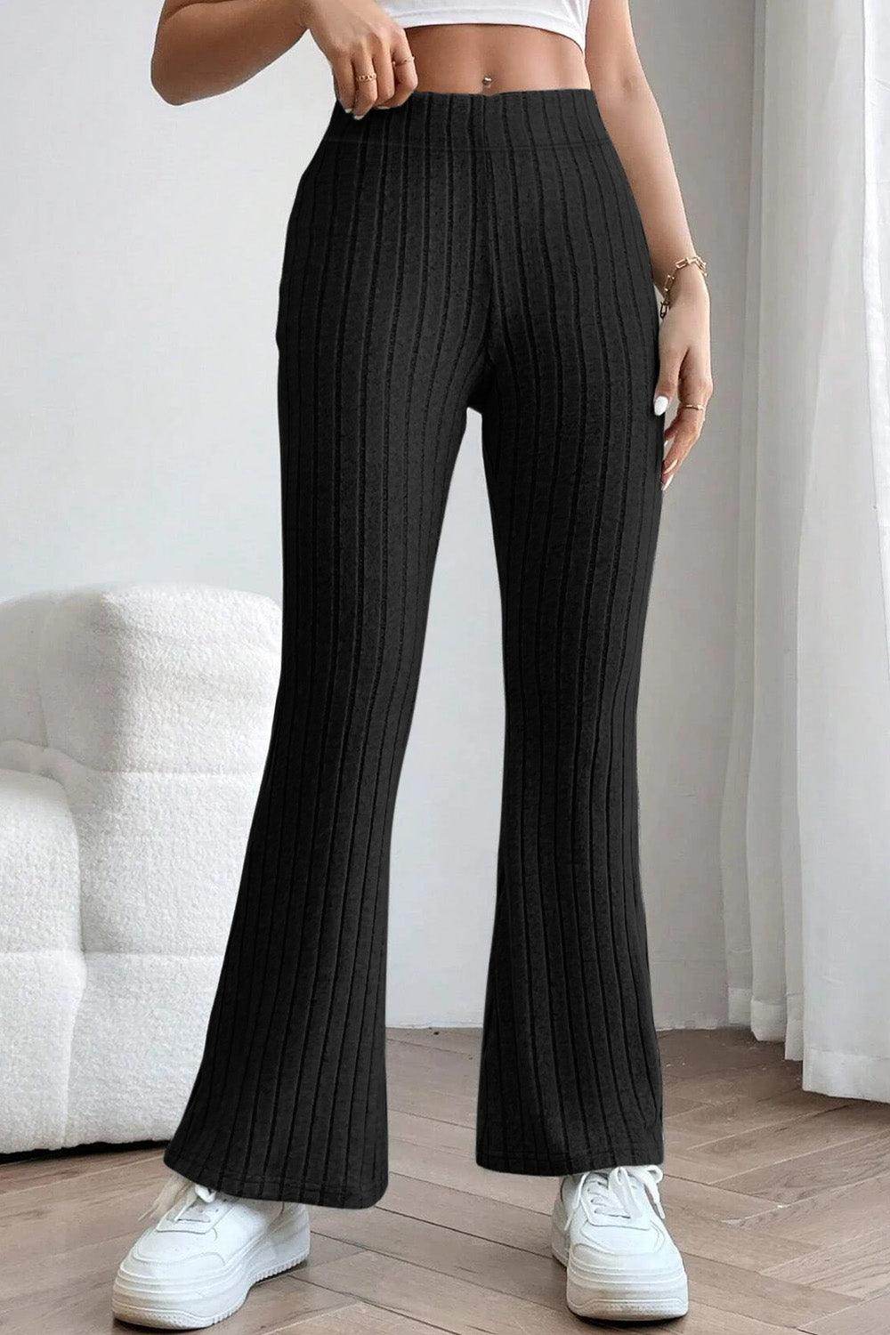 Basic Bae Full Size Ribbed High Waist Flare Pants for Women