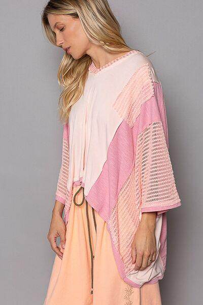 POL High-Low Contrast V-Neck Top for Stylish Casual Wear