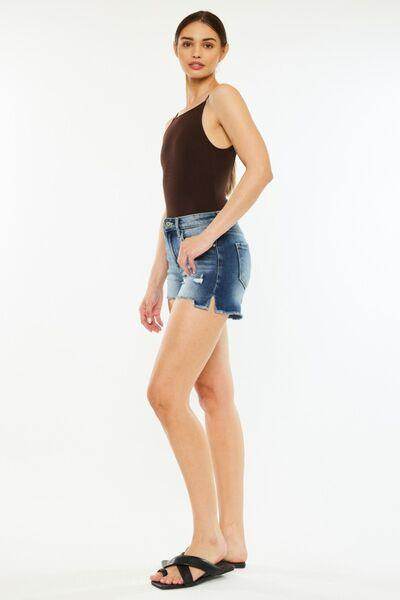 Kancan High Waist Raw Hem Denim Shorts for Summer Style