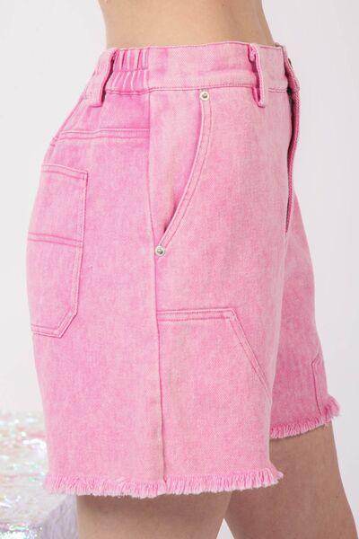 Very J Washed Raw Hem Denim Shorts for Stylish Summer Wear
