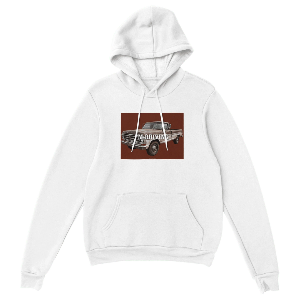 I’m Driving Classic Unisex Pullover Hoodie | Gildan® 18500 White