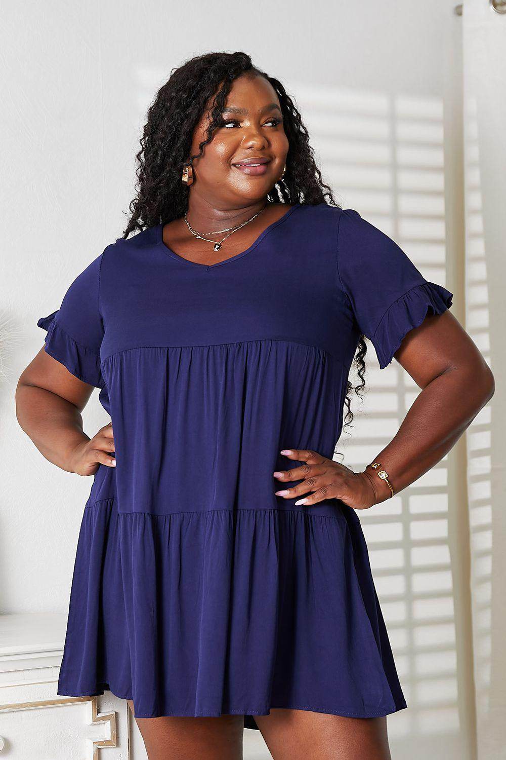 Mandy V-Neck Flounce Sleeve Tiered Dress for All Occasions