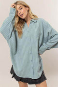 HYFVE Stripe Button Down Long Sleeve Oversized Shirt Chic