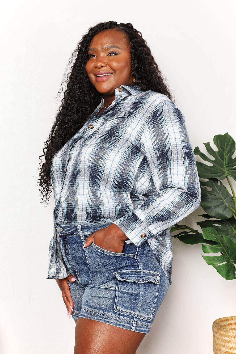 Mandy Plaid Dropped Shoulder Shirt for Casual Chic Style