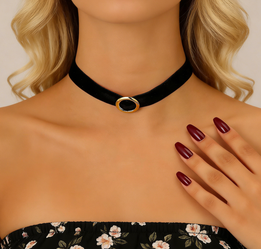 Short Choker with Leopard & Heart Pendant