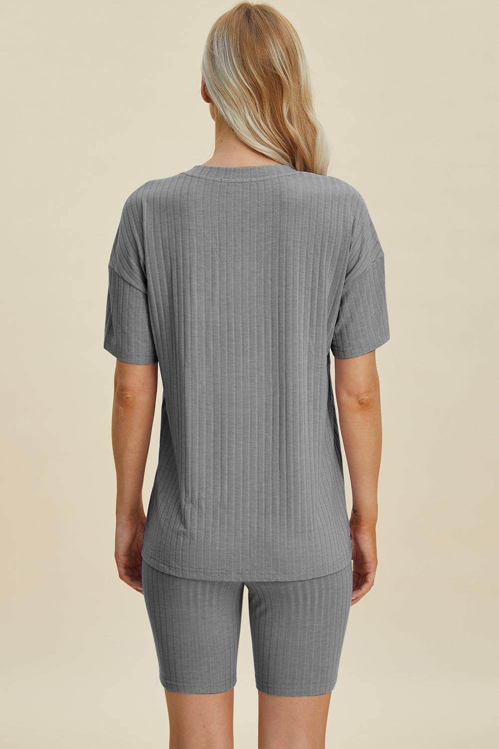 Basic Bae Full Size Ribbed V-Neck Top and Shorts Set For Women