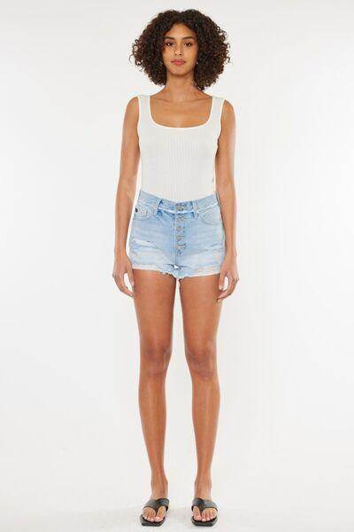 Kancan Distressed Button Fly Denim Shorts for Women