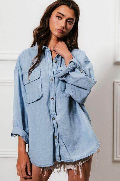 BiBi Button Down Stitch Detail Shirt With Chest Pockets