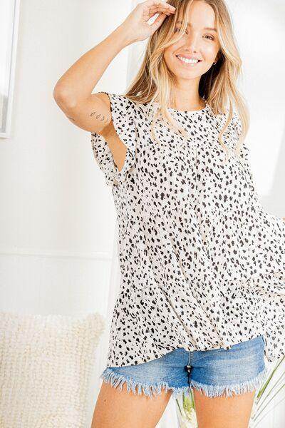 Heimish Full Size Tiered Ruffled Animal Print Blouse Plus Size