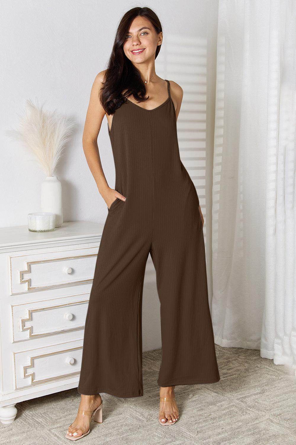 Basic Bae Full Size Spaghetti Strap V-Neck Jumpsuit Dress
