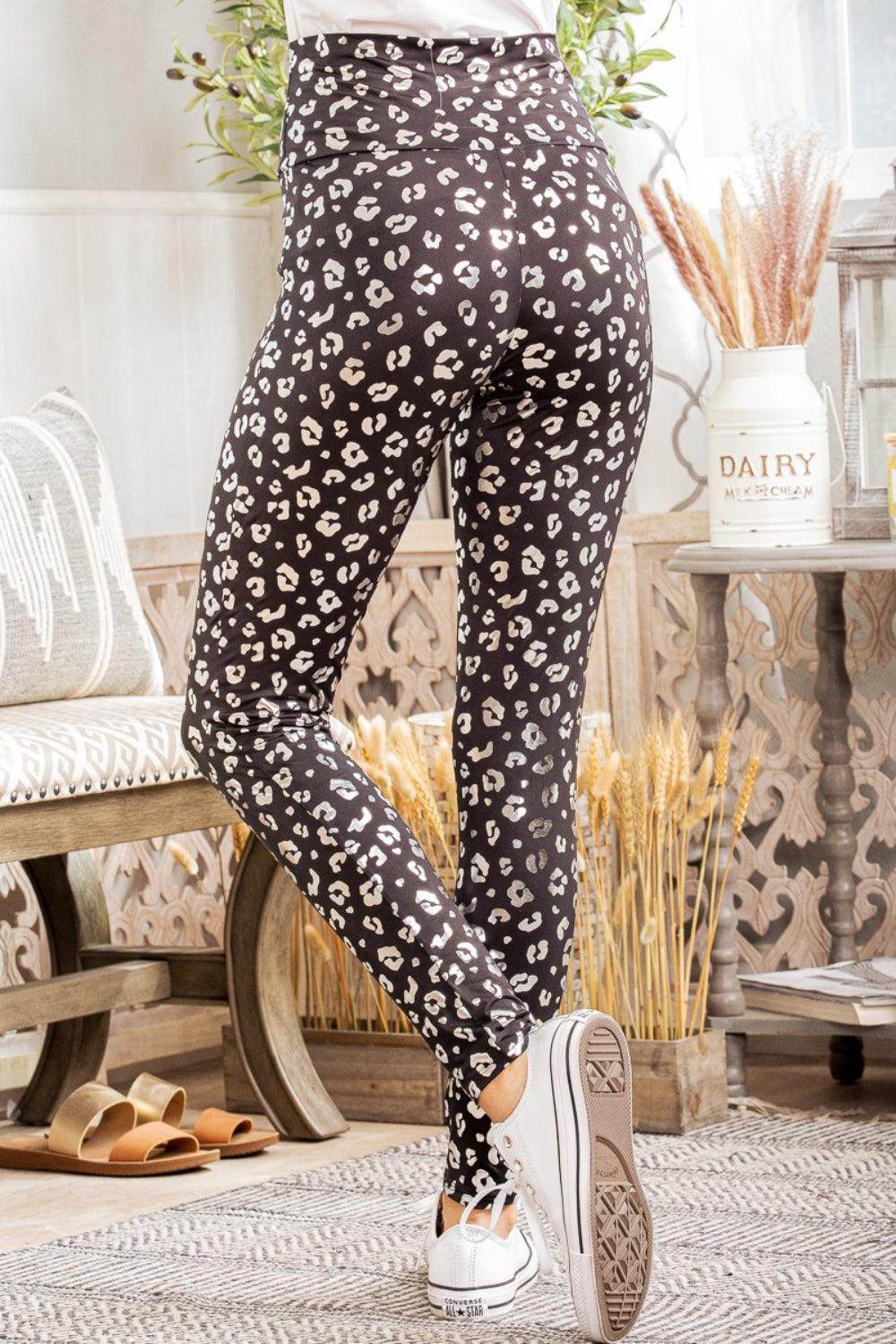 Heimish Full Size Leopard High Waist Leggings for Women