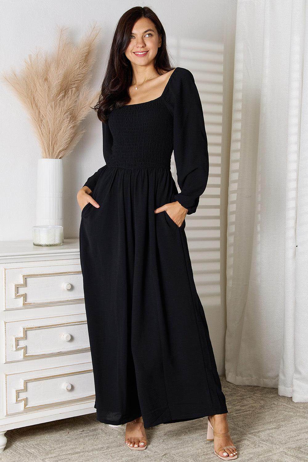 Double Take Square Neck Jumpsuit with Pockets for Women