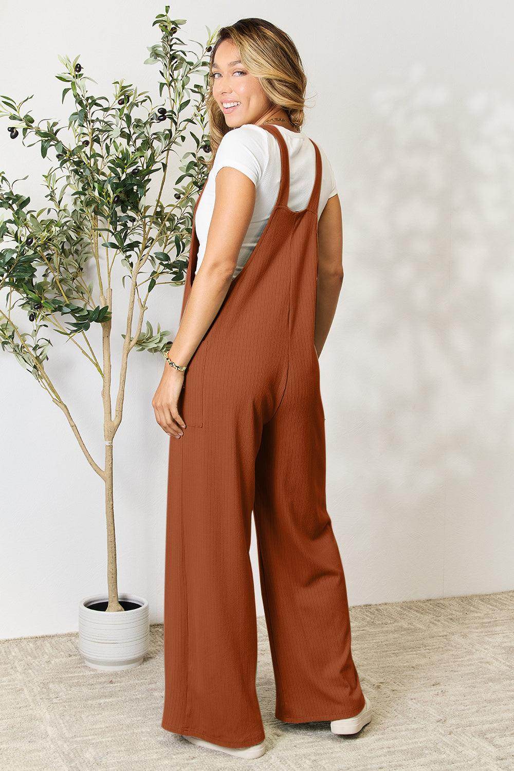Double Take Full Size Wide Strap Overall with Pockets For Women