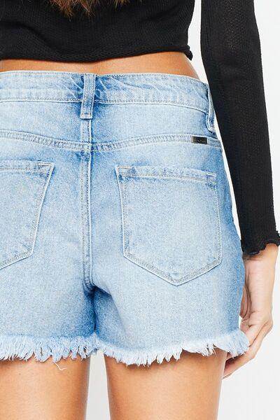 Kancan High Waist Frayed Denim Shorts for Summer Style