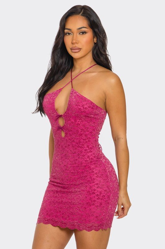 Amore Cutout Bow Strappy Mini Dress | Flirty Chic Clubwear Party Dress