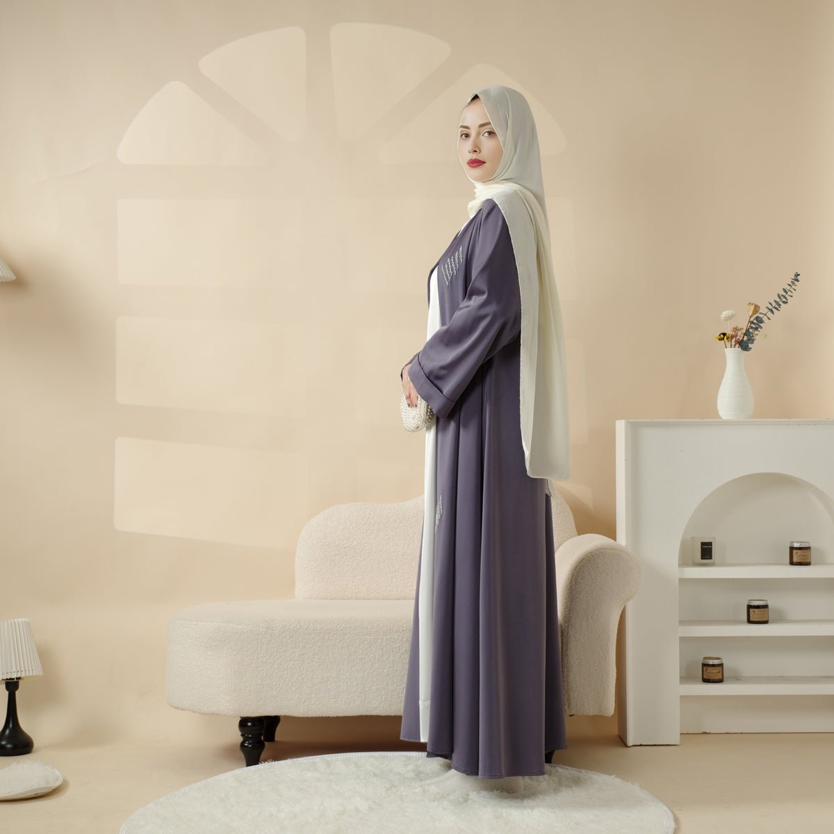 Archive Piece 3D Embroidery Abaya With Geometric Beads - MP004 (Size M Only)