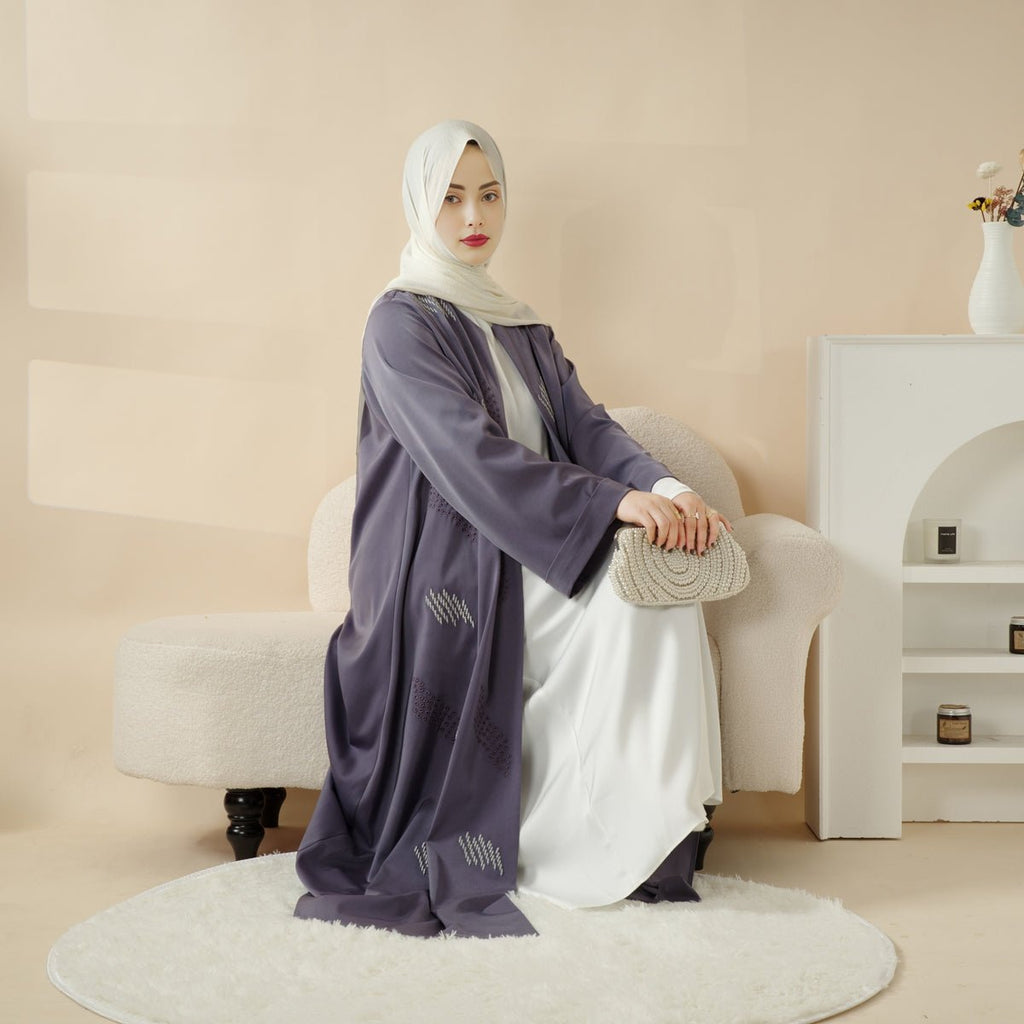 Archive Piece 3D Embroidery Abaya With Geometric Beads - MP004 (Size M Only)