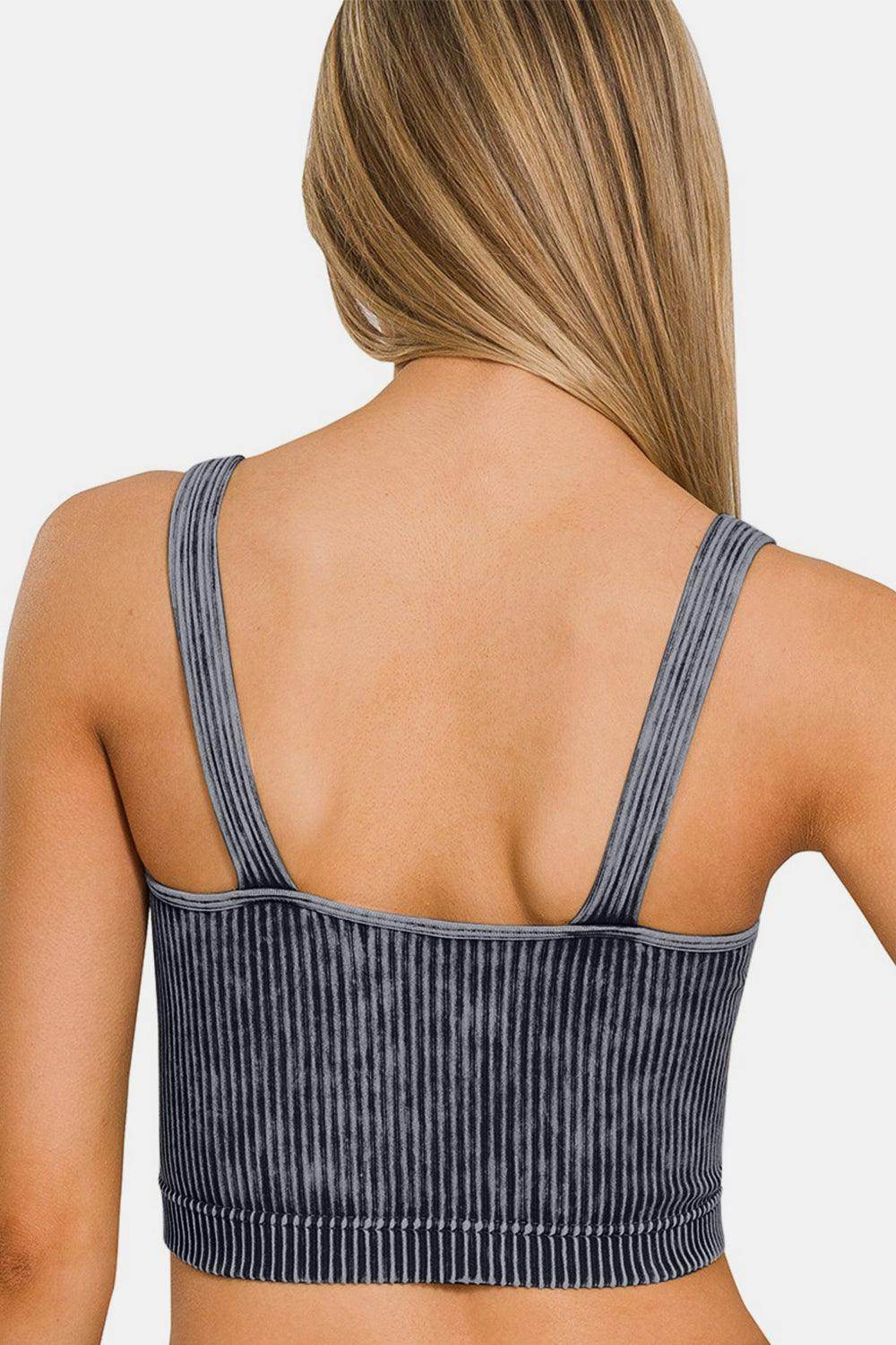 Zenana Washed Ribbed Cropped V-Neck Tank Top for Women