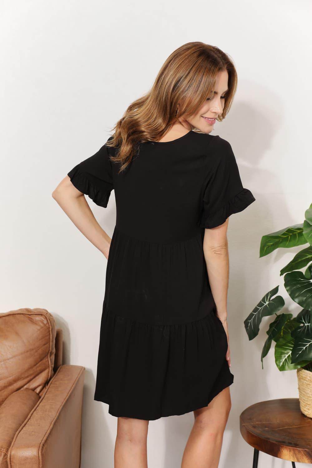Mandy V-Neck Flounce Sleeve Tiered Dress for All Occasions