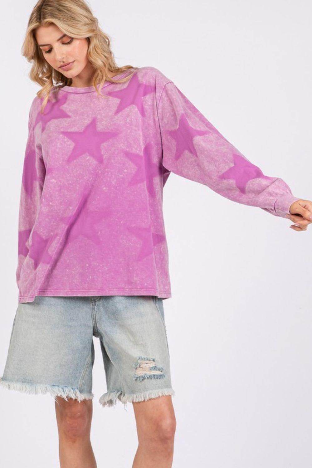 SAGE + FIG Mineral Wash Star Pattern T-Shirt for Women