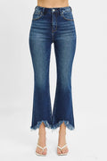 RISEN Full Size High Rise Crop Bootcut Fray Hem Jeans Plus Size