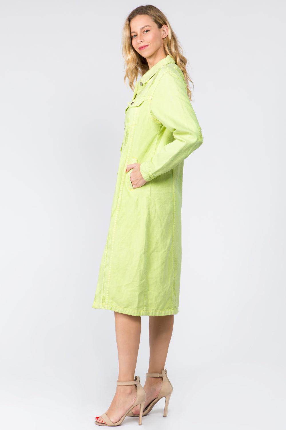 American Bazi Button Up Distressed Denim Dress for Women