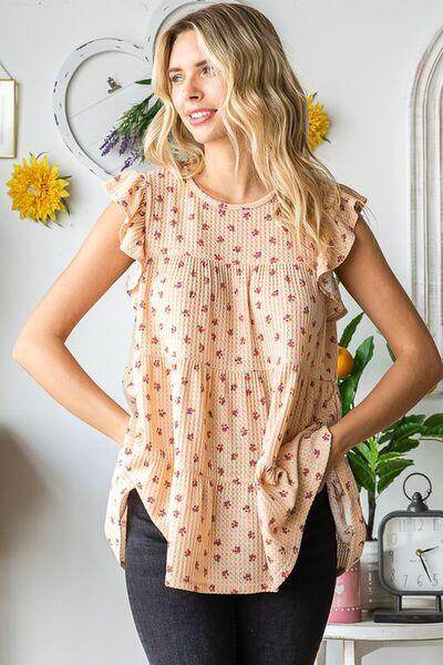 Heimish Full Size Butterfly Short Sleeve Floral Top Plus Size