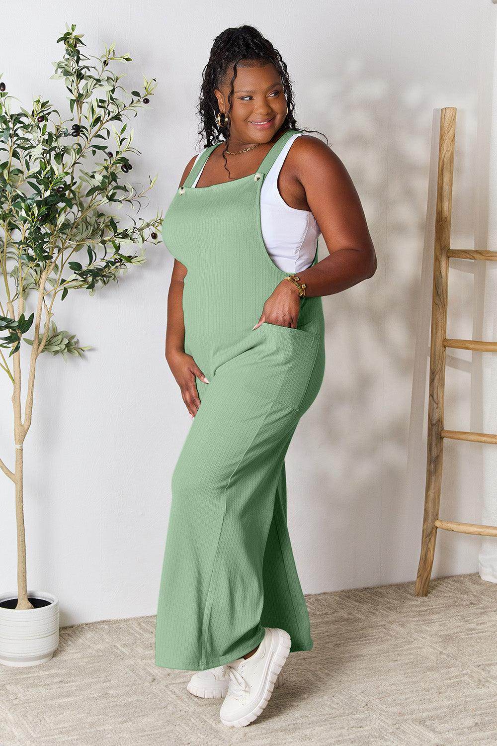 Double Take Full Size Wide Strap Overall with Pockets For Women