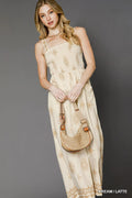 Smocked Printed Wide Leg Jumpsuit