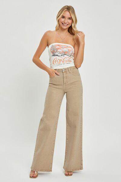 RISEN Full Size Tummy Control High Rise Wide Leg Jeans
