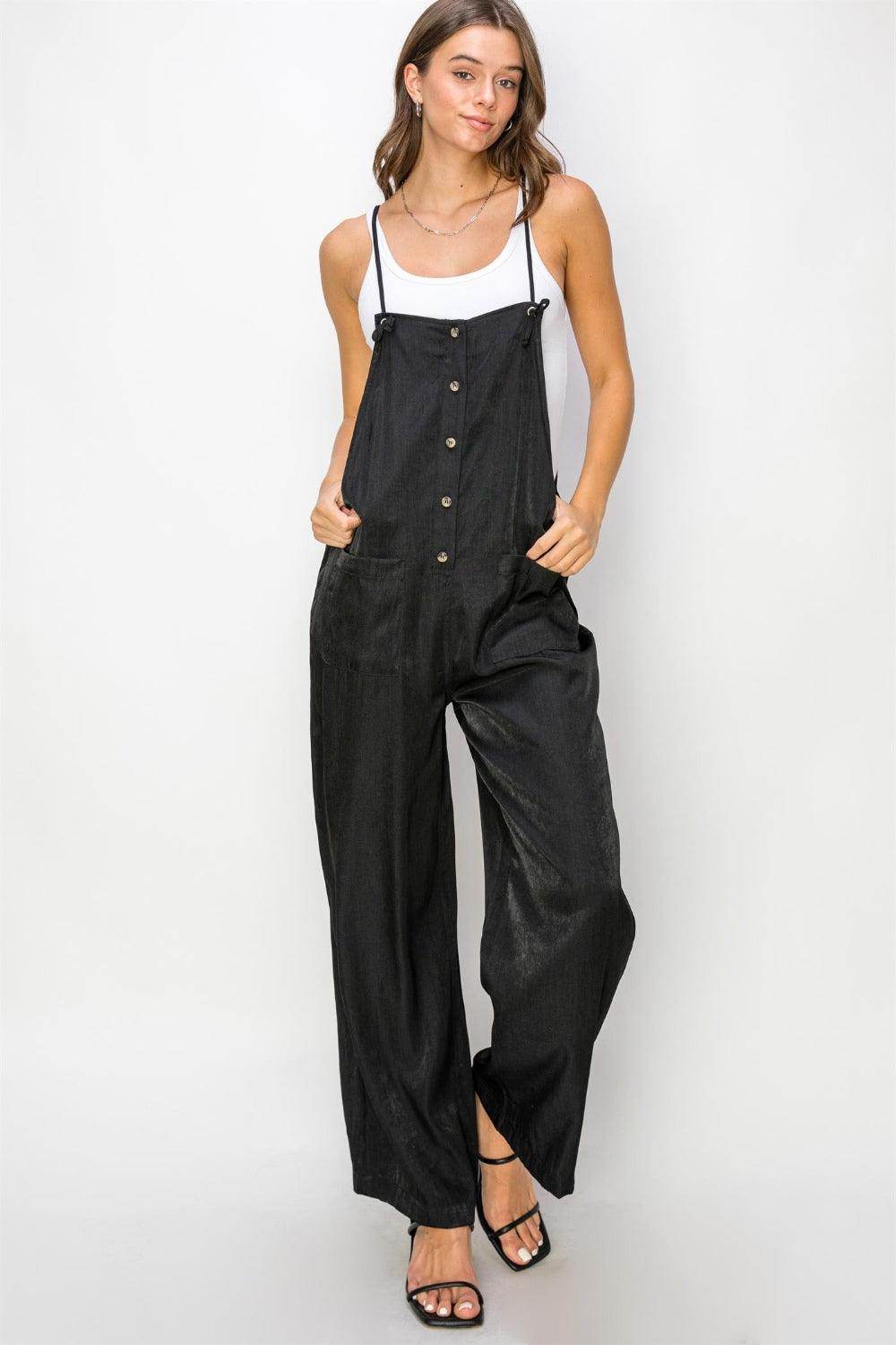 HYFVE Half Button Sleeveless Straight Jumpsuit for Women