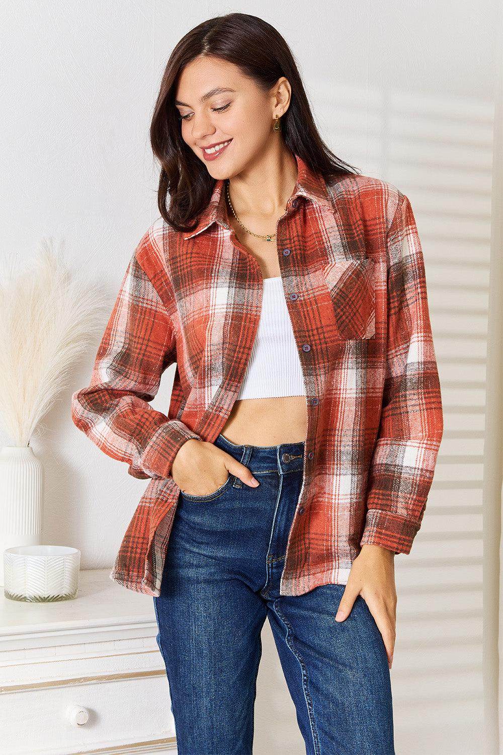 Plaid Collared Neck Long Sleeve Shirt for Stylish Outfits