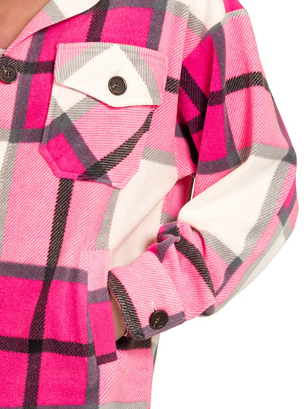 Selvanelle Oversized Plaid Fleece Shacket