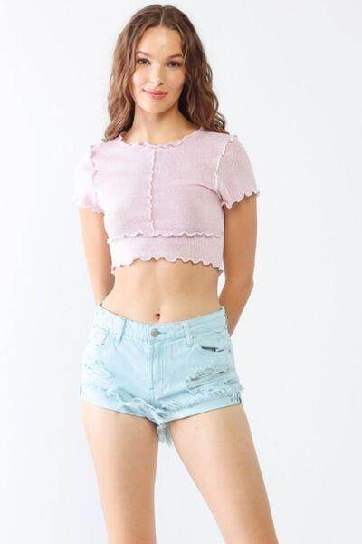 LITZ LA Distressed Ripped Denim Shorts for Trendy Summer Style