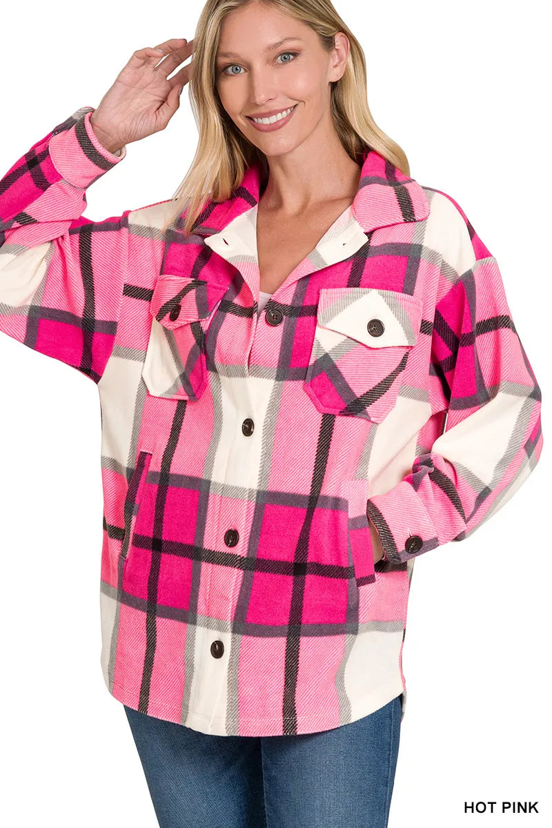Selvanelle Oversized Plaid Fleece Shacket