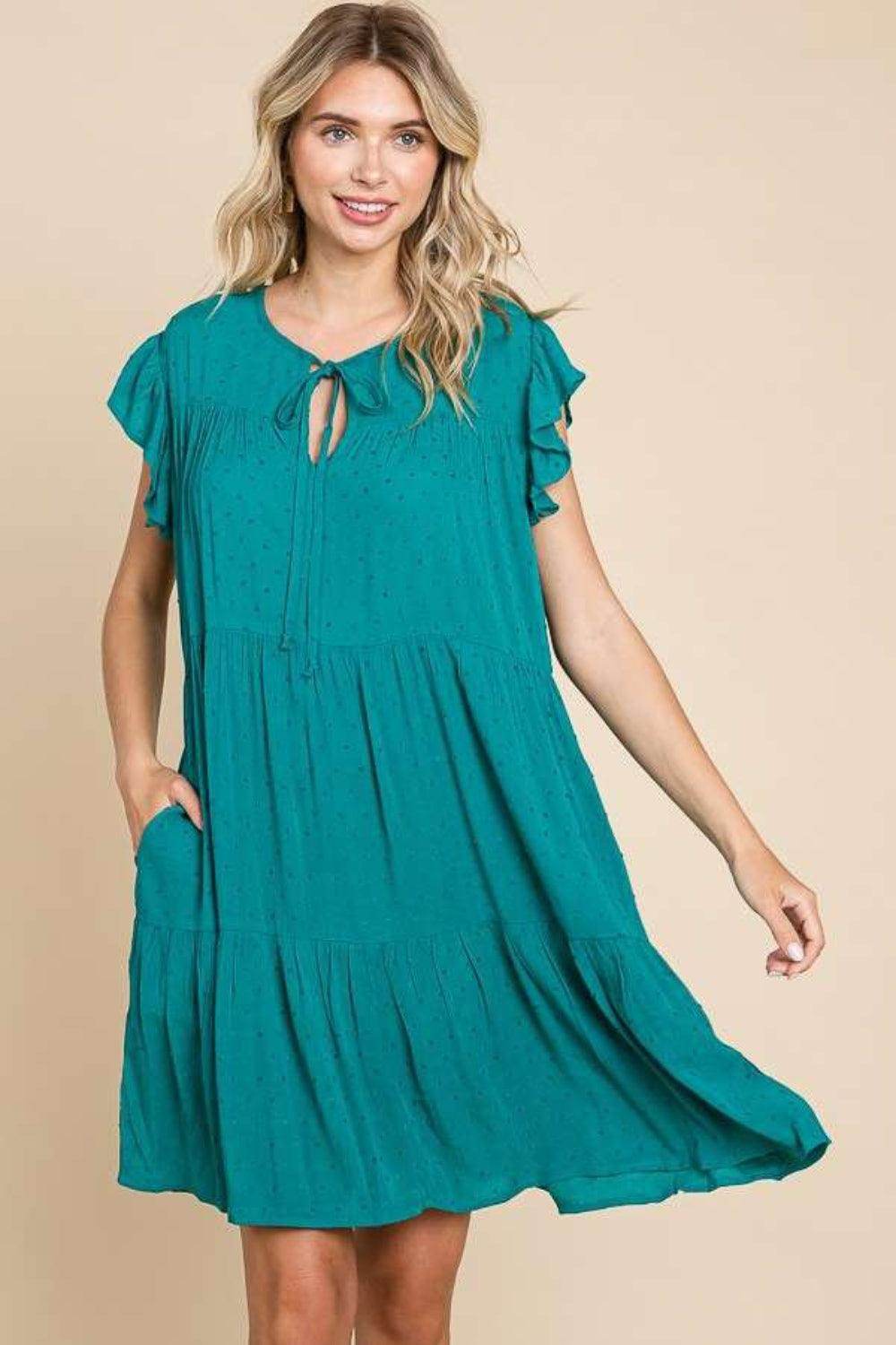 Culture Code Ruffle Cap Sleeve Tiered Dress for Women