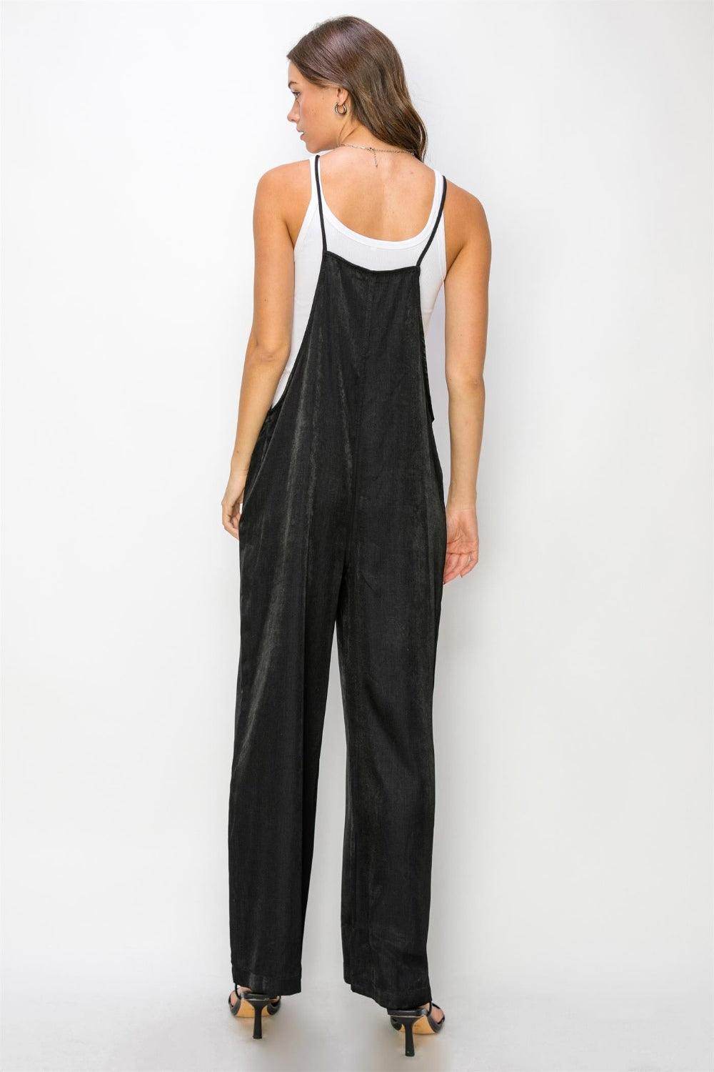 HYFVE Half Button Sleeveless Straight Jumpsuit for Women