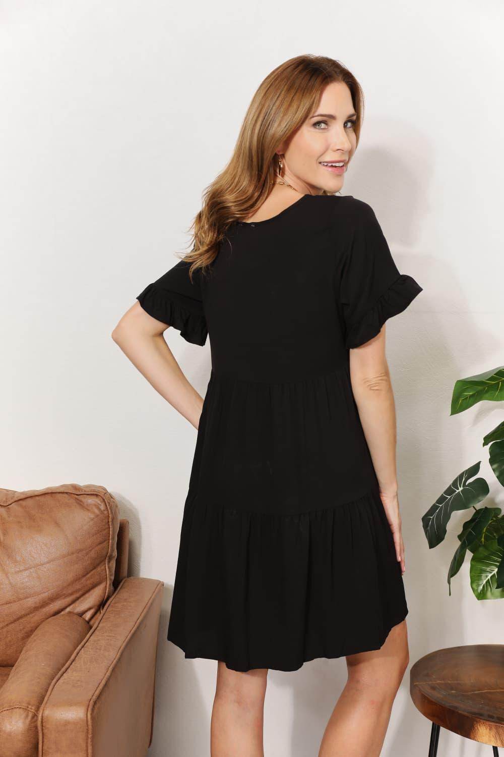 Mandy V-Neck Flounce Sleeve Tiered Dress for All Occasions