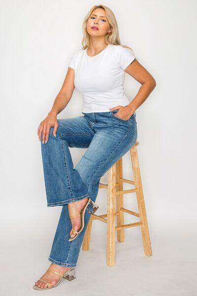 bytos Full Size Cat's Whiskers Bootcut Jeans for Women