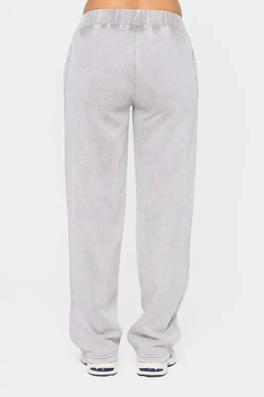 Mono B Elastic Waist Fleece Pants with Pockets
