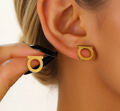 Minimalist D-Letter Stainless Steel Earrings