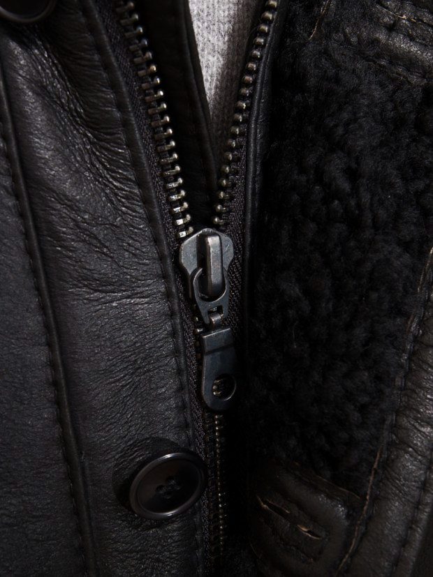Boehmer Black Leather Shearling Jacket
