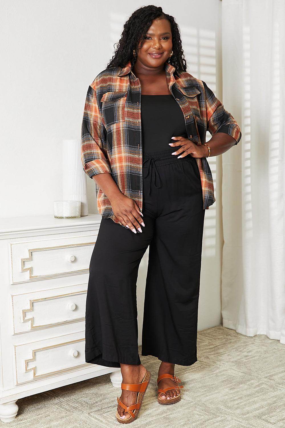 Mandy Plaid Dropped Shoulder Shirt for Casual Chic Style