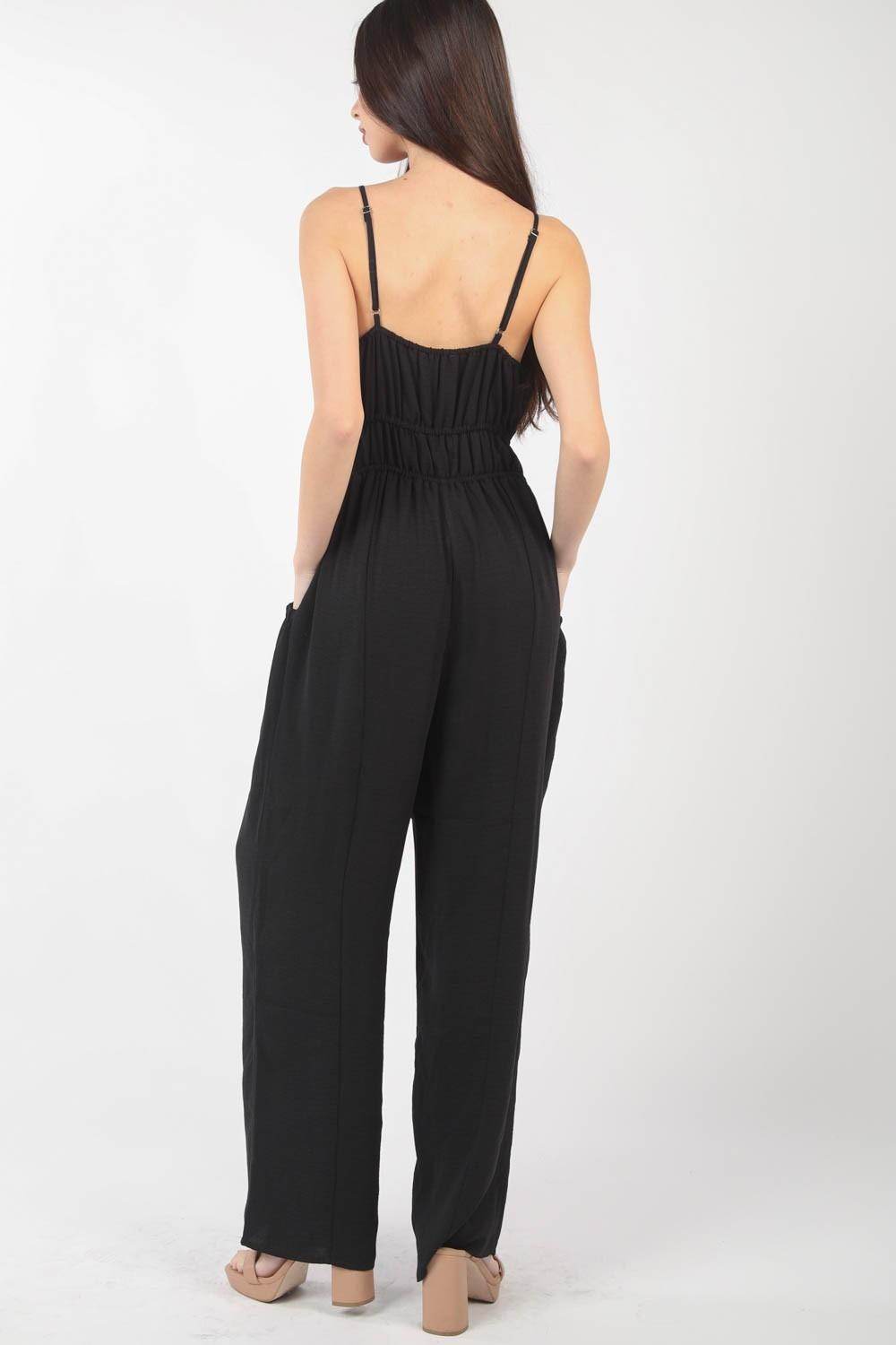 Very J Pintuck Detail Woven Sleeveless Jumpsuit Chic