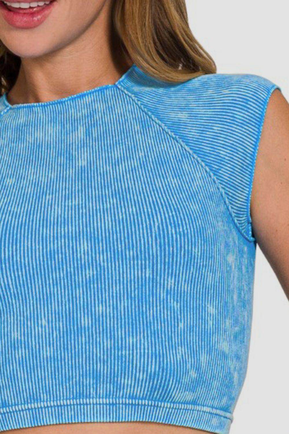 Zenana Ribbed Round Neck Cropped Top for Stylish Outfits
