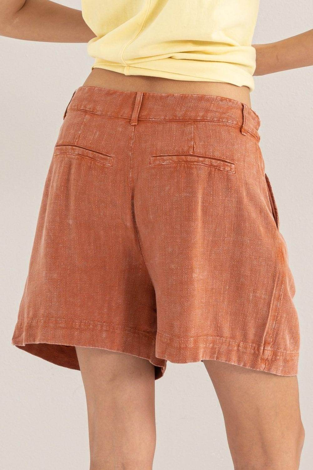 HYFVE High Waist Pleated Linen Shorts for Stylish Comfort